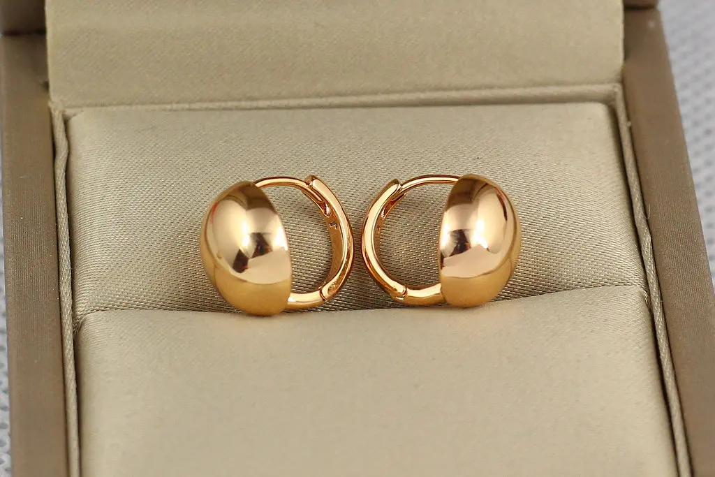 Сережки Xuping Jewelry овальні кульки 12 мм золотисті - фото 2