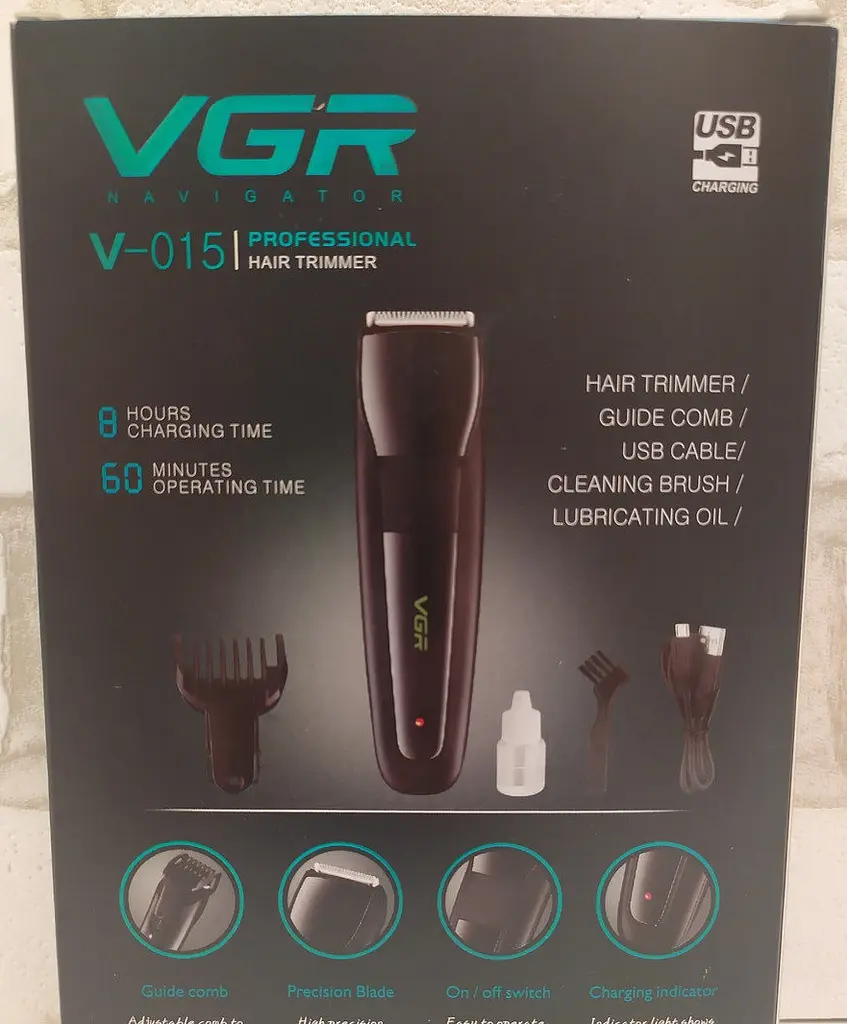 Професійна машинка для стрижки VGR V-015 на акумуляторі з USB зарядкою - фото 2