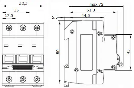 Модульний автоматичний вимикач 3p - 50A - С (ECO010030008) ECOHOME - фото 6