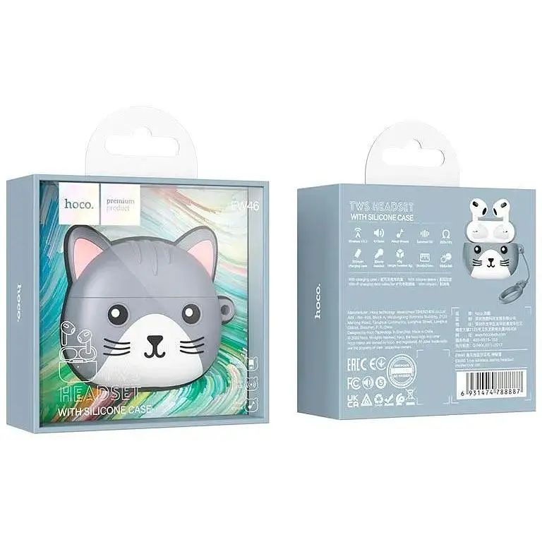 Наушники Hoco Cat True wireless stereo headset EW46 серые - фото 3