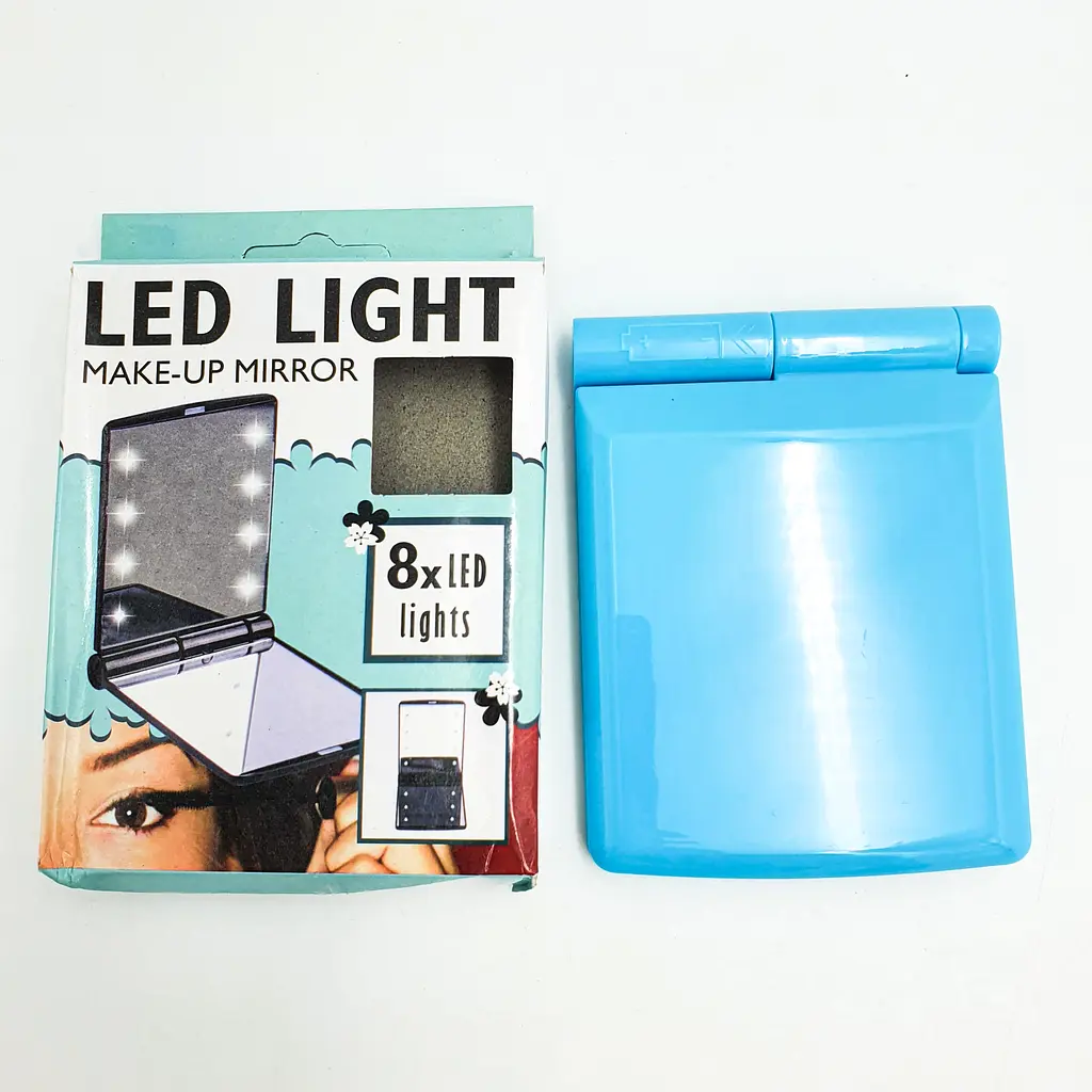 Дзеркало кишенькове дорожнє з LED підсвічуванням складне міні дзеркальце Make ap Mirror блакитний - фото 6