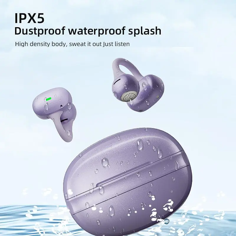 Кісткові бездротові навушники кліпси Langsdom T67 з шумоподавленням, Bluetooth 5.4 Навушники з спрямованим Hi-Fi звуком для спорту та бігу До 36 годин роботи Фіолетові - фото 3