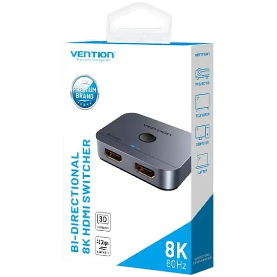 Перемикач двонаправлений Vention Switch HDMI 2.1 8K 60Hz 3D HDCP HDR Dolby 7.1 2 in 1 out - фото 4