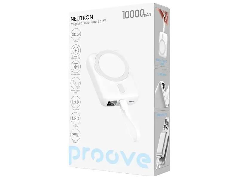 Зовнішній акумулятор (Power Bank) Proove Neutron 10000 mAh 22.5W Silver/White (PBNE22022206) - фото 4