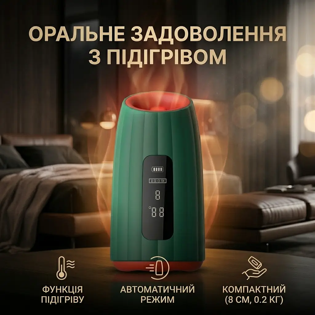 Автоматичний мастурбатор оральний з підігрівом Satisfyer Lover 8 см Зелений - фото 12