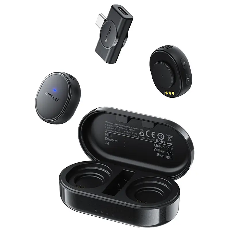 Петличний бездротовий мікрофон R3 Dual-mic Type-C Black Acefast teh0029557 - фото 2