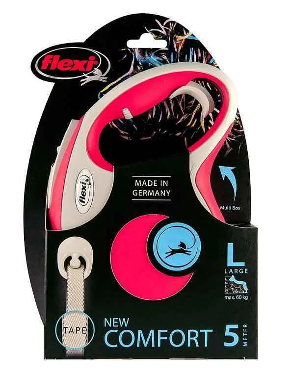 Повідець-рулетка Flexi New Comfort L для собак великих порід стрічка 5 м до 60 кг червоний - фото 2