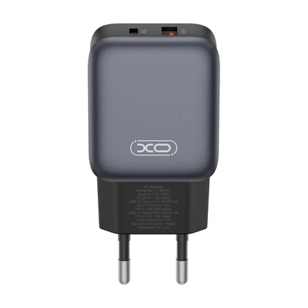 Зарядний пристрій XO L156 USB-C PD30W + USB-A QC3.0 Black (L156.black) - фото 6