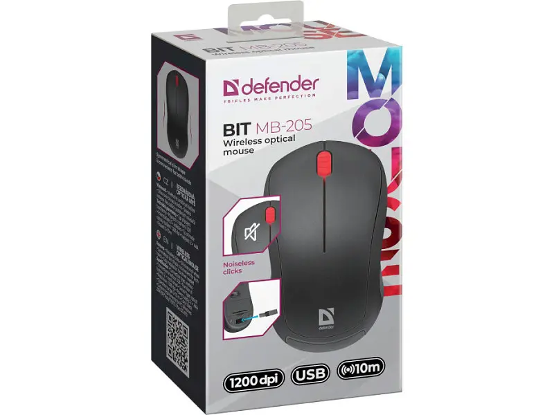 Миша Defender Bit MB-205 Black (52205) - фото 6