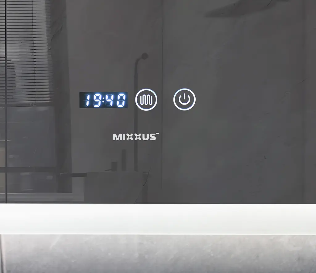 Дзеркало Mixxus Flat MR04-100x60 (LED Touch, годинник, антизапотівання, димер, регулювання яскравості) MI6008 - фото 3