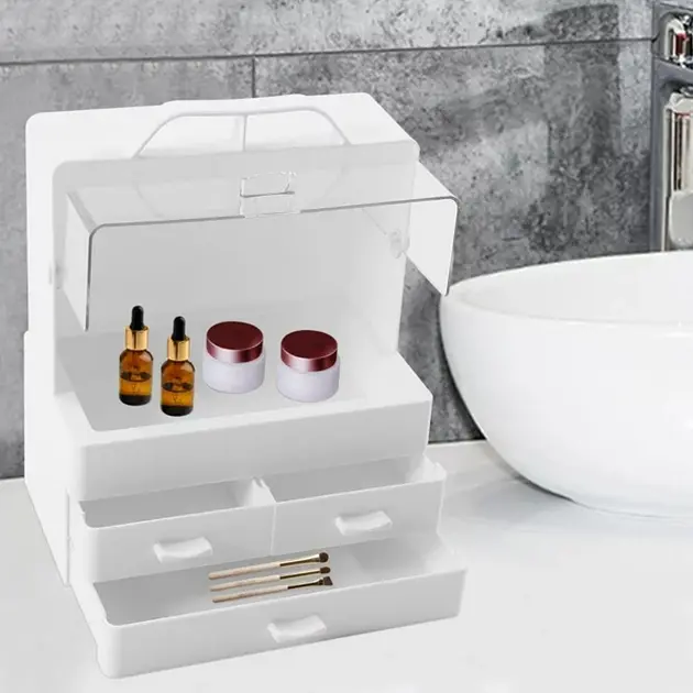 Органайзер для косметики XPRO YM206-2 Three Drawers з 4 секціями великий білий (MER-14975_921) - фото 5