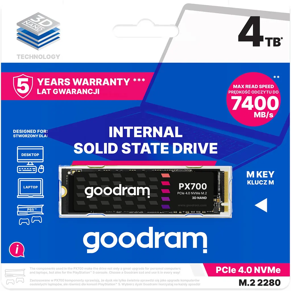 SSD 4Tb GoodRAM PX700 M.2 2280 PCIe NVMe Gen 4x4 3D NAND, Retail - фото 4