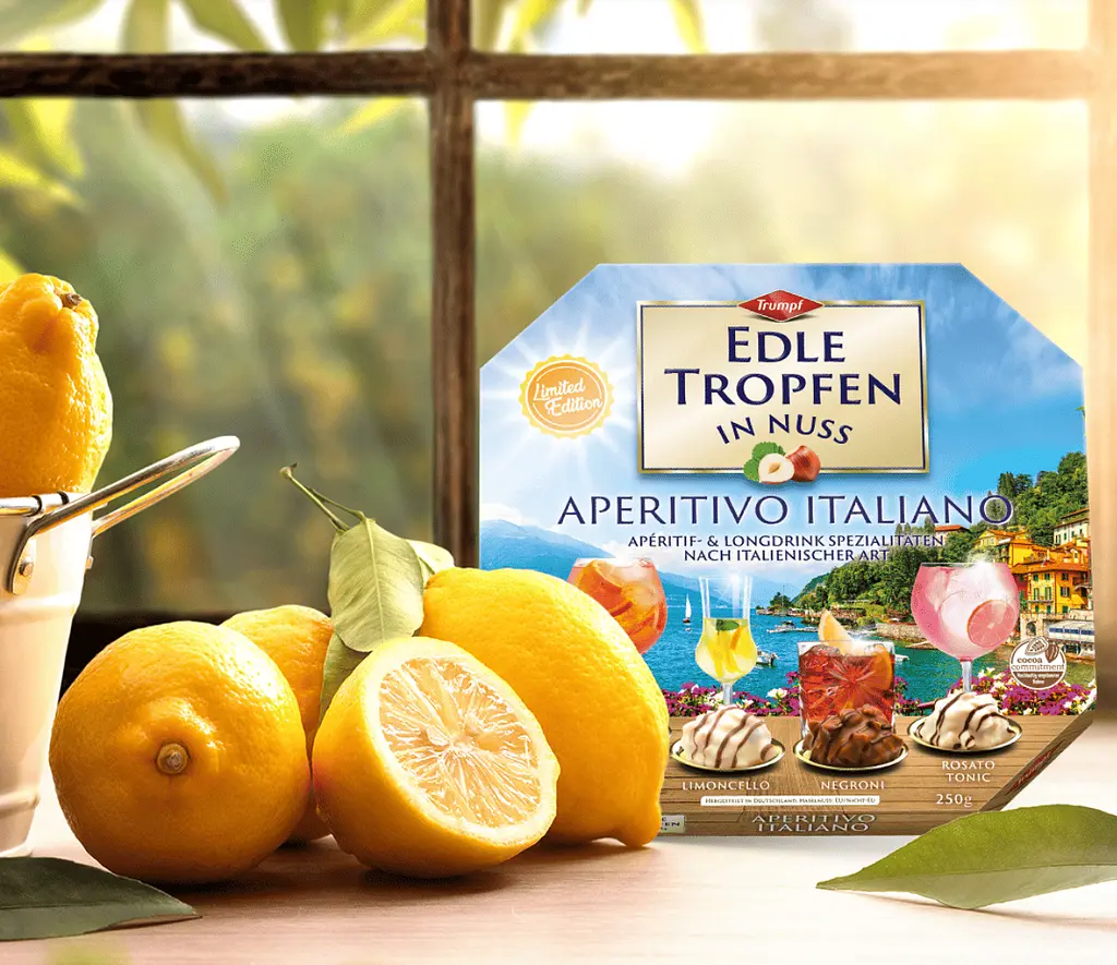 Шоколадні цукерки Trumpf Edle Tropfen in Nuss Aperitivo Italiano з лікерами 250г - фото 5