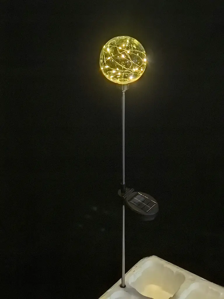 Садовий світильник SunLamp на сонячній батареї — куля 20 см, 20 LED, тепло-біле світло, 2 шт. - фото 7