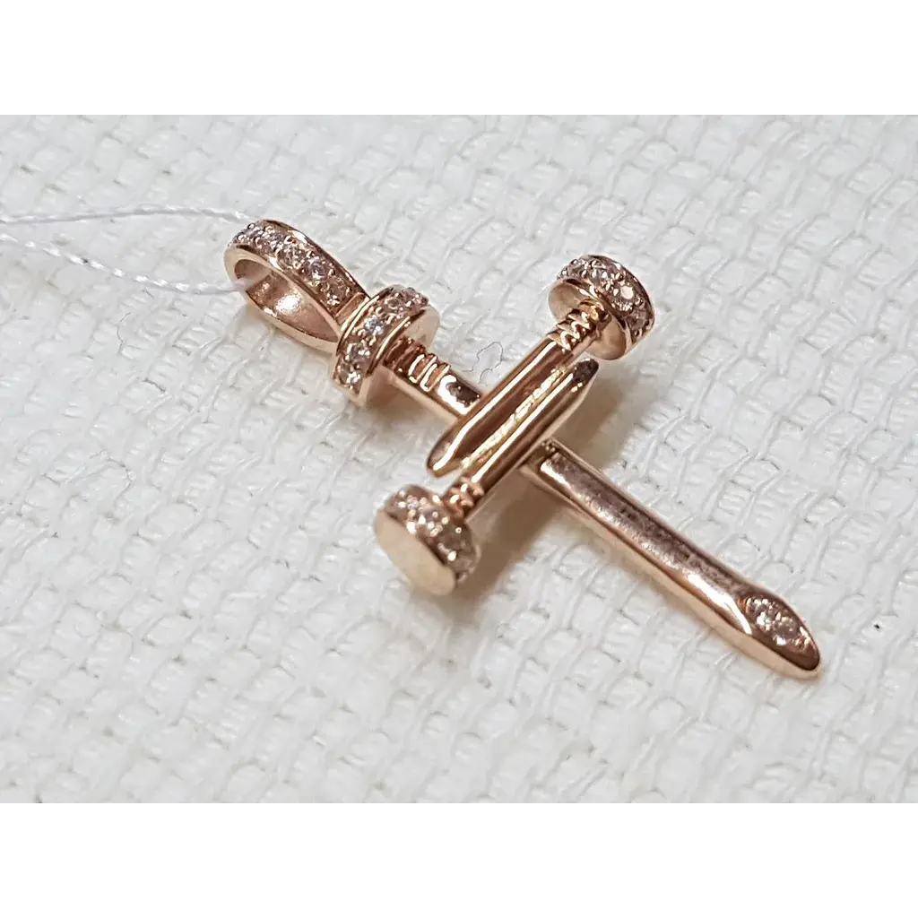 Золотий хрестик Харківська ювелірна фабрика з фіанітами. 700285-К - фото 2