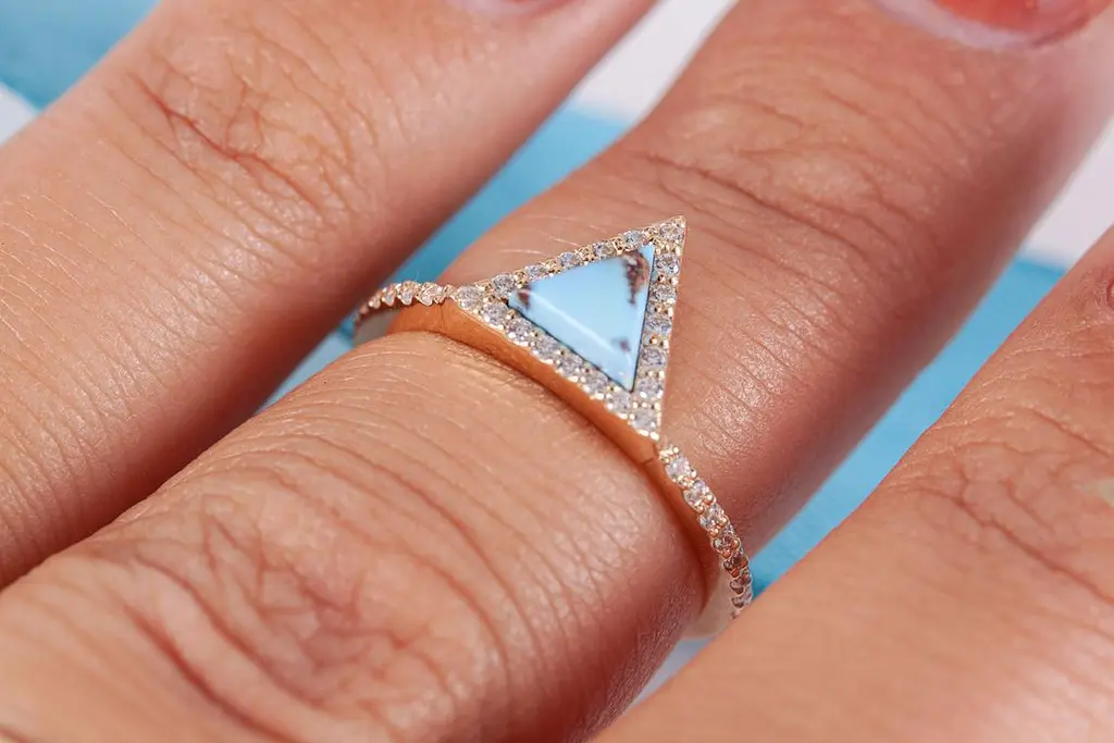 Каблучка з жовтого золота з бірюзою 17 K-0192 - фото 5