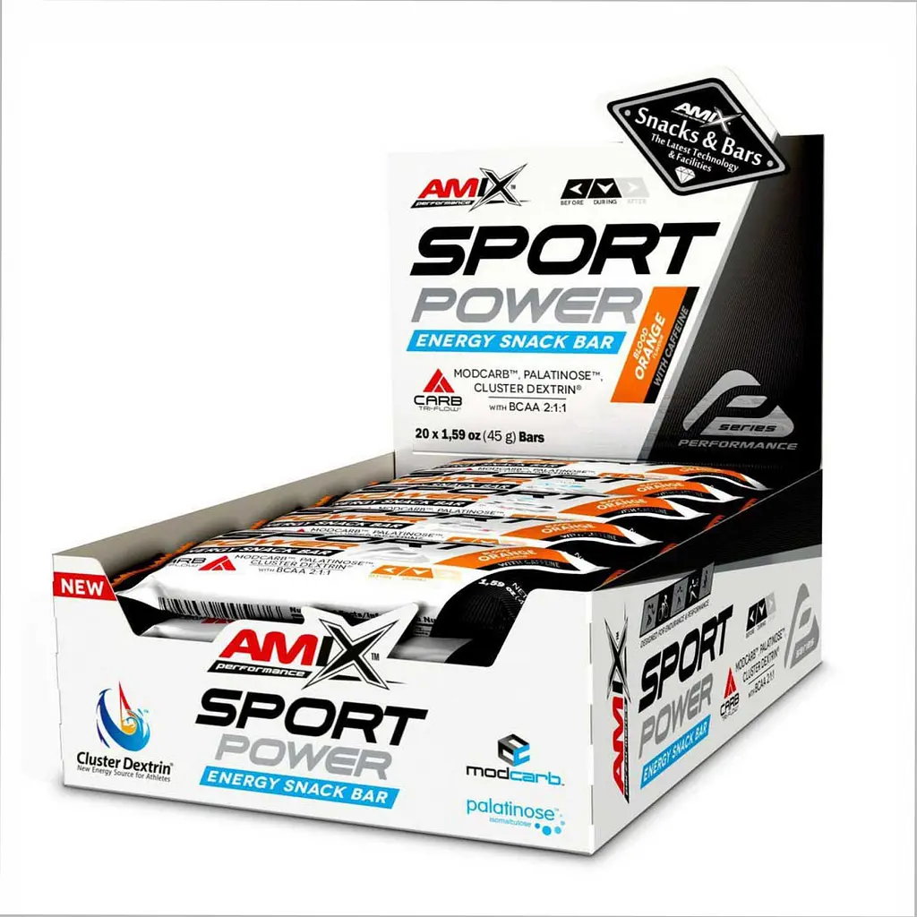 Sport Power Energi Snack Bar — 20 × 45 г With Caffeine-Blood Orange