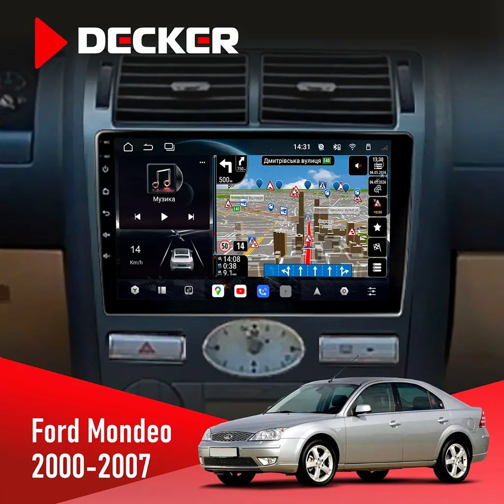Штатна магнітола Ford Mondeo 2000-2007 Climate Decker D9-011 4x64, DSP, 4G, 360 Decker (НФ-00005607)