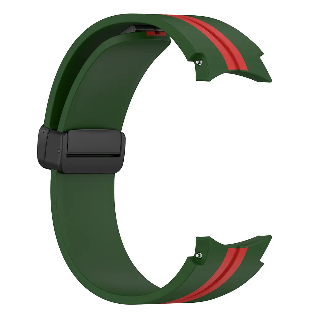 Ремешок для Samsung Galaxy Watch 4 Classic 42mm - зелено-красный ширина крепления 20мм силикон Watchbands Cls-line-black (W36-0WB62202667) - фото 3