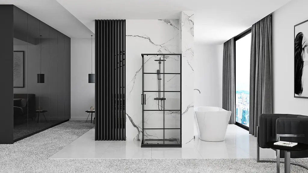 Душова кабіна Rea Concept 80x80 black REA-K5479, Чорний, Універсальна, прозорий - фото 3