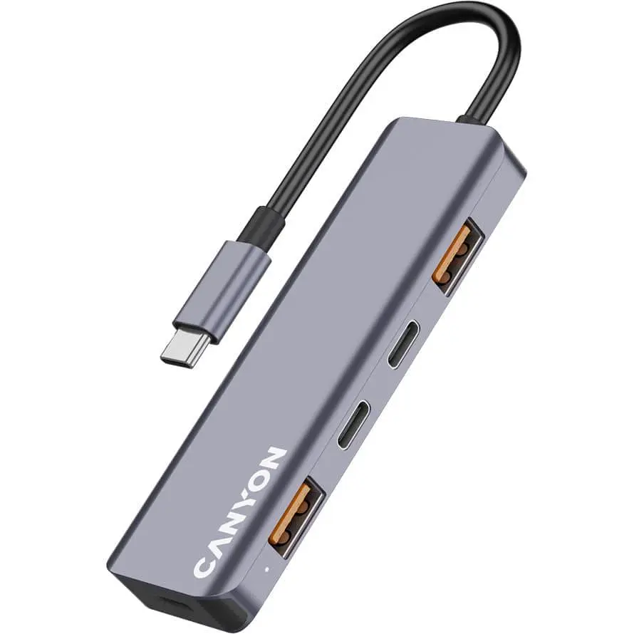 USB-хаб Canyon USB-хаб DS-18 5in1 USB-C Grey (CNS-TDS18) - фото 2