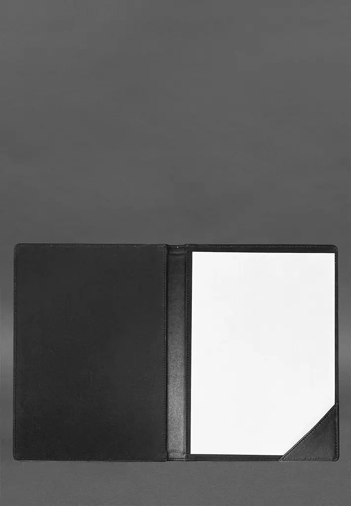 Кожаная папка для документов на подпись черная - фото 4