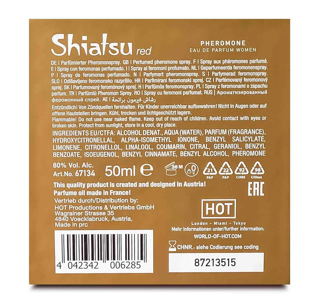 Духи с феромонами женские Shiatsu Pheromone Fragrance women red 50 ml - фото 6