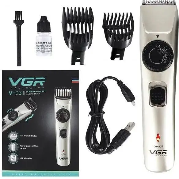 Аккумуляторный мужской триммер VGR V-031 для бороды с регулировкой длины - фото 5