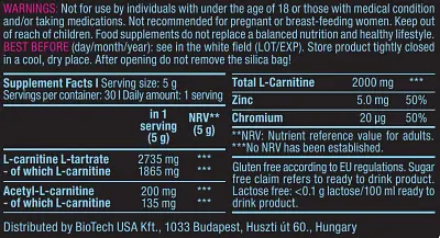 Карнітин BiotechUSA L-Carnitine Drink Powder Лимон-холодный чай 150 г - фото 2