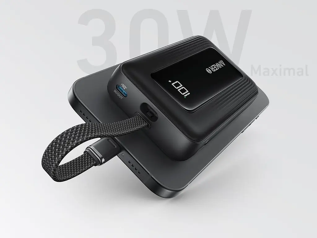 Аккумулятор портативный Anker Zolo Power Bank (20000 mAh 30W встроенный кабель Built-In USB-C Cable) (A1689) - фото 4