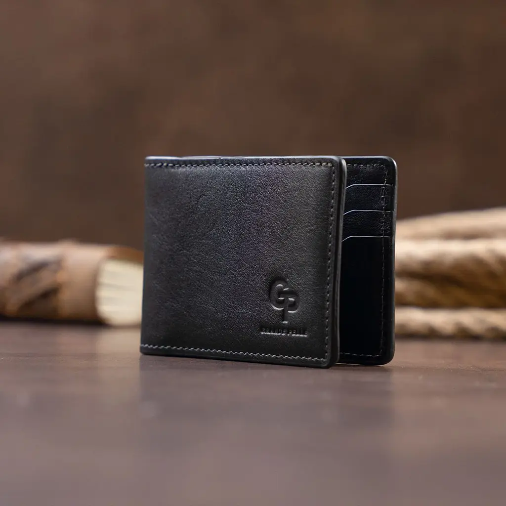 Стильне портмоне із затискачем для грошей без застібки Grande Pelle 11295 чорне - фото 8