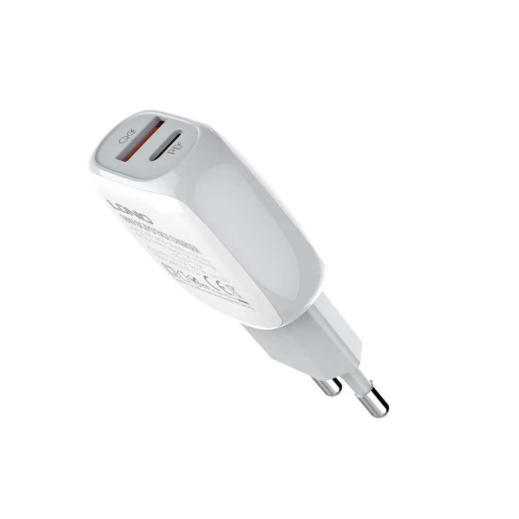 Комплект блока и кабеля LDNIO Type-C to Lightning Cable A2313C 1USB и 1Type-C белый - фото 4