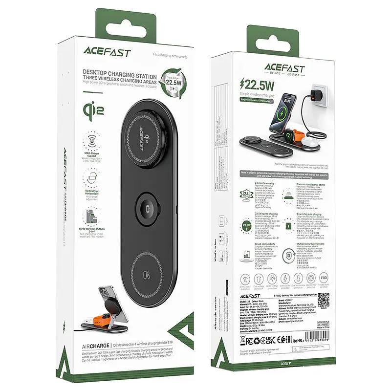 БЗП E19 Qi2 desktop 3-in-1 Black Acefast teh0029883 - фото 3