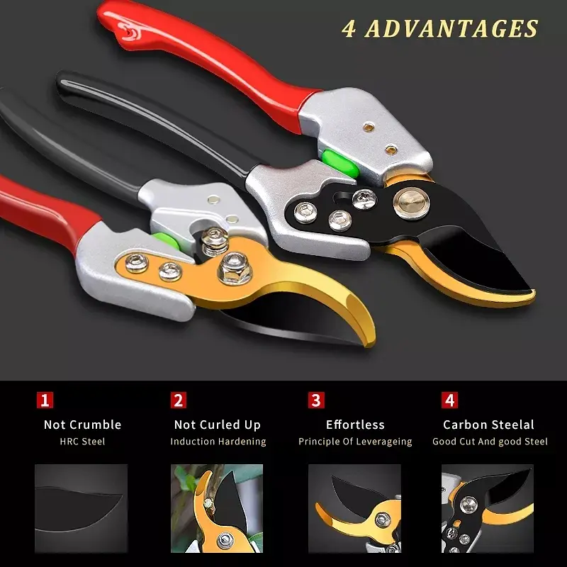 Профессиональный садовый секатор JRF-0103 для обрезки деревьев, кустов, роз - фото 5