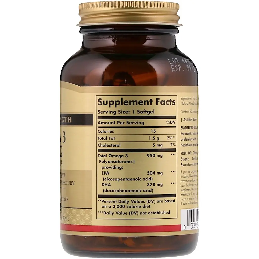 Риб'ячий Жир Solgar Omega-3 EPA, DHA 950 мг 50 желатинових капсул - фото 2