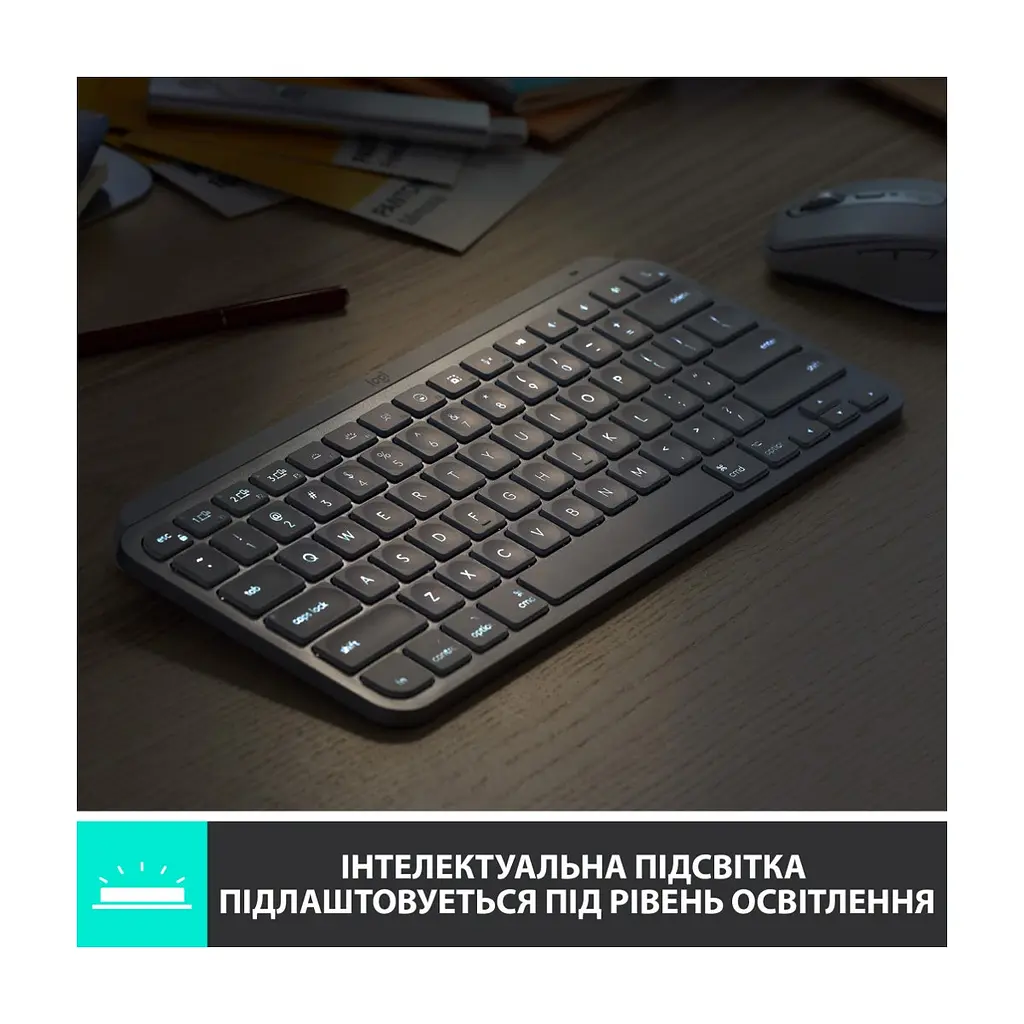 Клавіатура Logitech MX Keys Mini Wireless Illuminated UA Pale Grey (920-010499) - фото 5