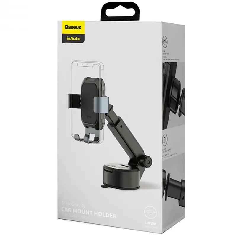 Автотримач Baseus Tank gravity car mount with suction base (SUYL-TK) Tarnish Black - фото 3
