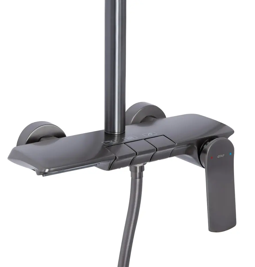 Душова система універсальна Qtap Slavonice Gunmetal Black PVD з виливом QTSLA111GMB45905 - фото 2