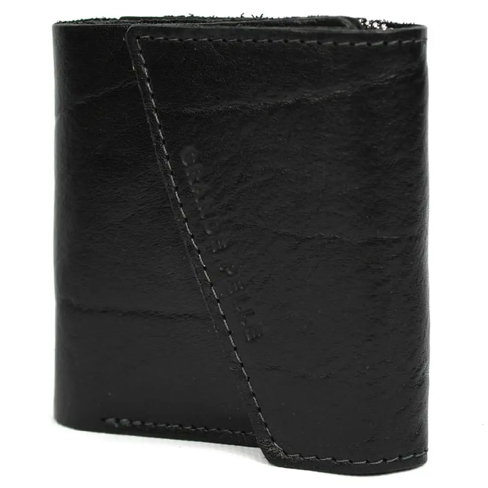 Кожаное портмоне черное глянцевое GRANDE PELLE 10х10х2 см acs0032092 - фото 3