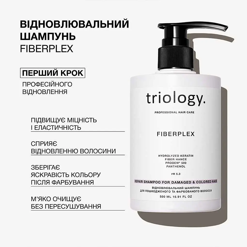 Шампунь для пошкодженого та фарбованого волосся Triology. Fiberplex відновлювальний 500 мл - фото 2