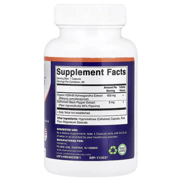 Ашваганда KSM-66 60 Capsules Vitamatic vit0006548 - фото 2