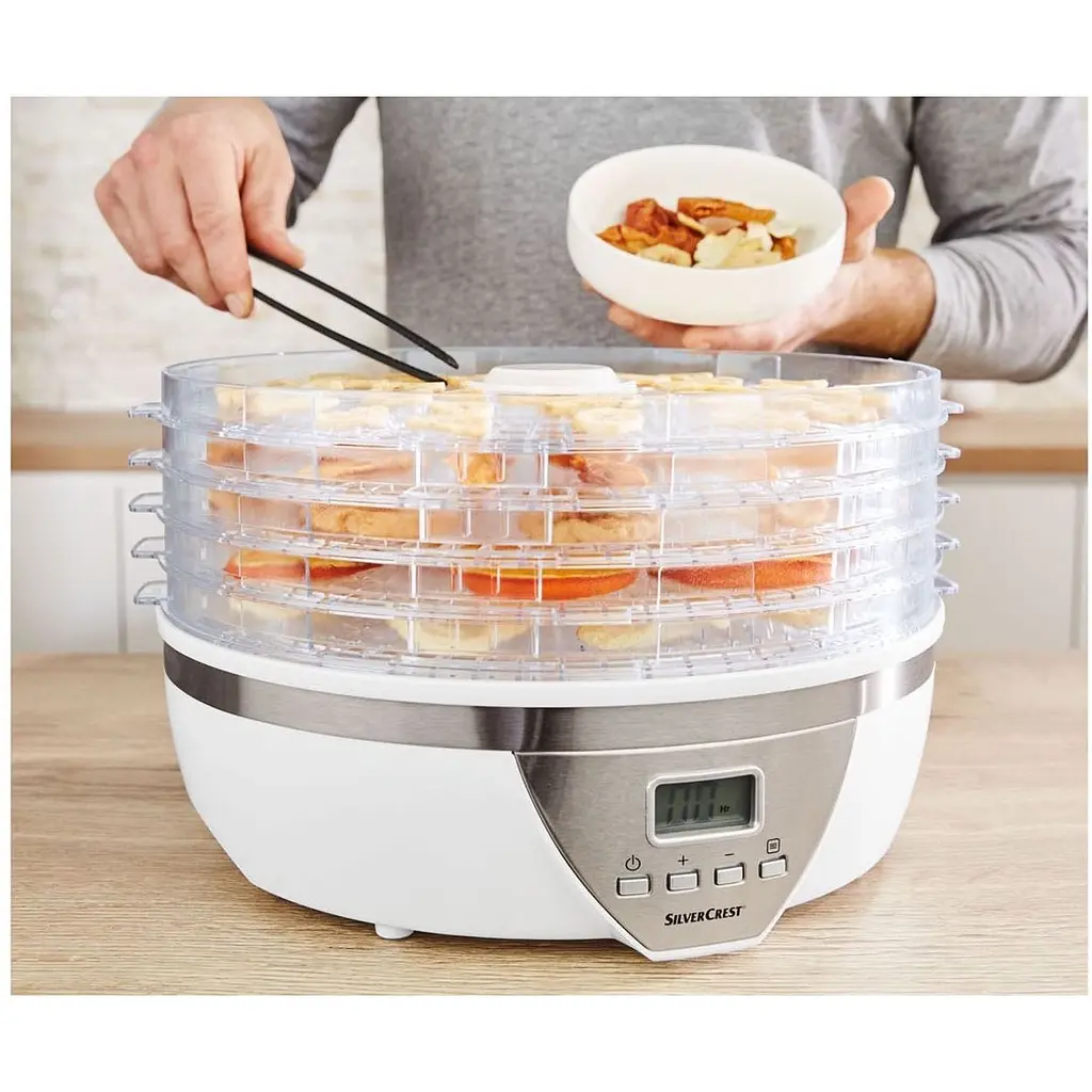 Дегидратор-сушилка для овощей и мяса SilverCrest SDA 350 A2 350 Вт до 70°С автоматическая 5 лотков - фото 7