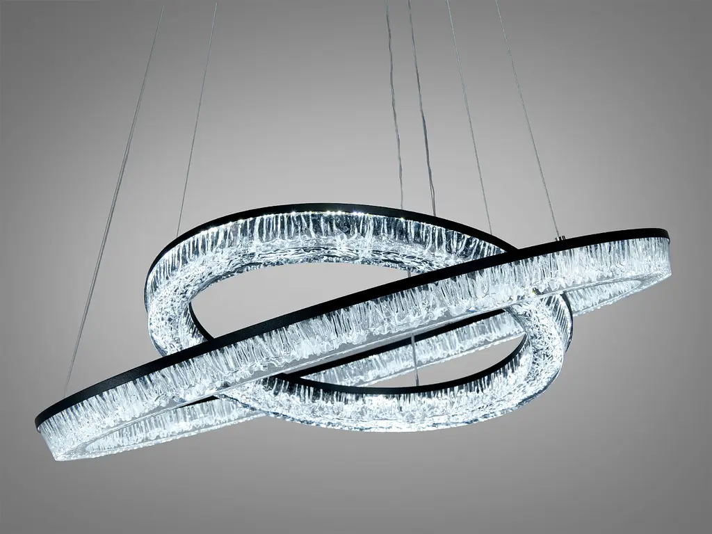 LED люстра підвісна Diasha D9711/600+400BK 2 кільця 78Вт чорна з ПДУ - фото 3