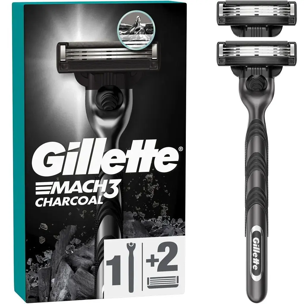 Бритва Gillette Mach3 Charcoal Деревне вугілля З 2 змінними картриджами (8700216074308)