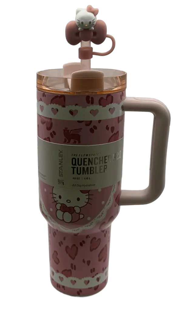 Термос термочашка Stanley Quencher H2.0 Tumbler Світиться у темряві 1,18 л Hello Kitty Pink Love Edition KT7001978 - фото 8