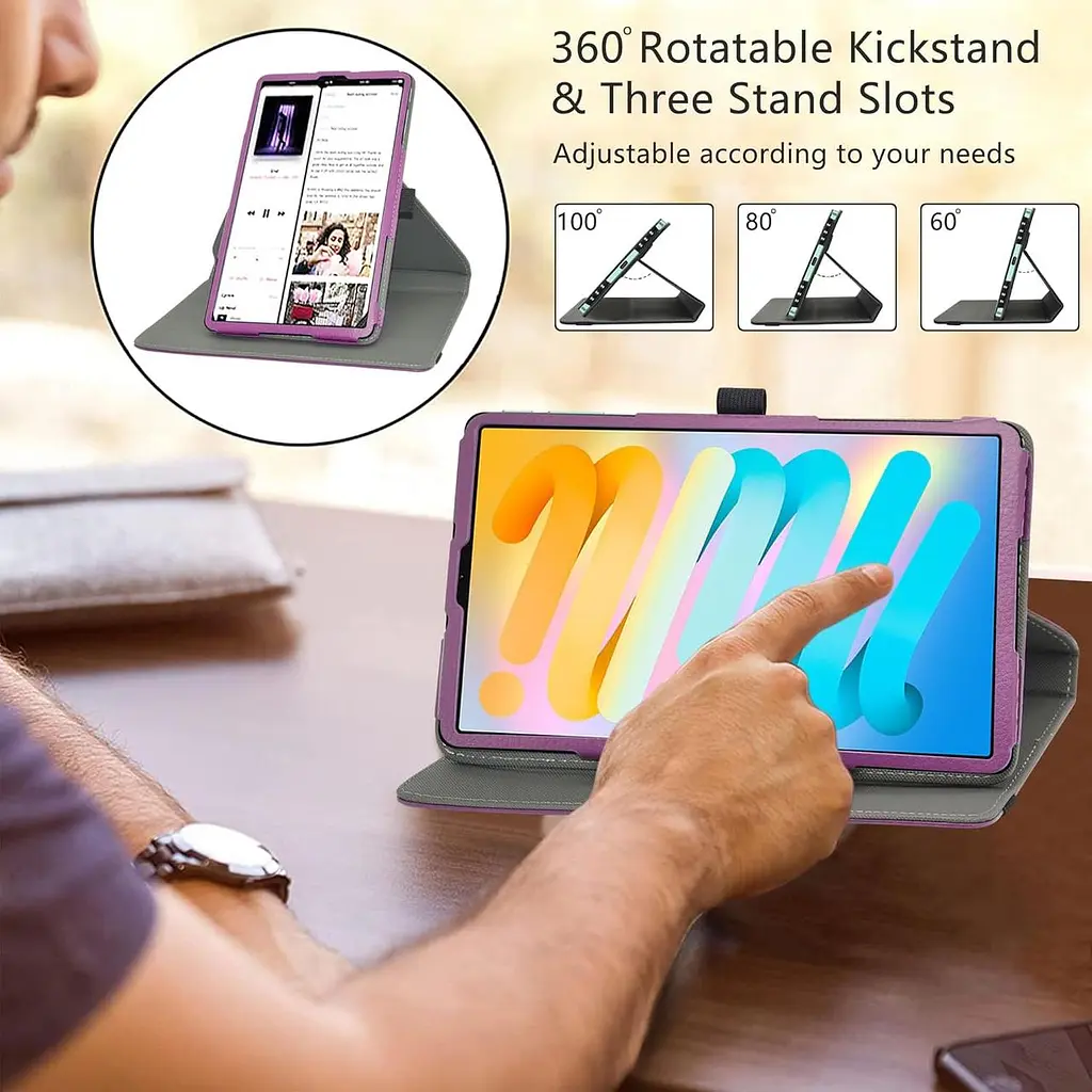 Чохол для планшета LiuShan сумісний з TECLAST M50 Mini Rotation Case, 360 градусів обертова підставка PU чохол для 8,7-дюймового - фото 4