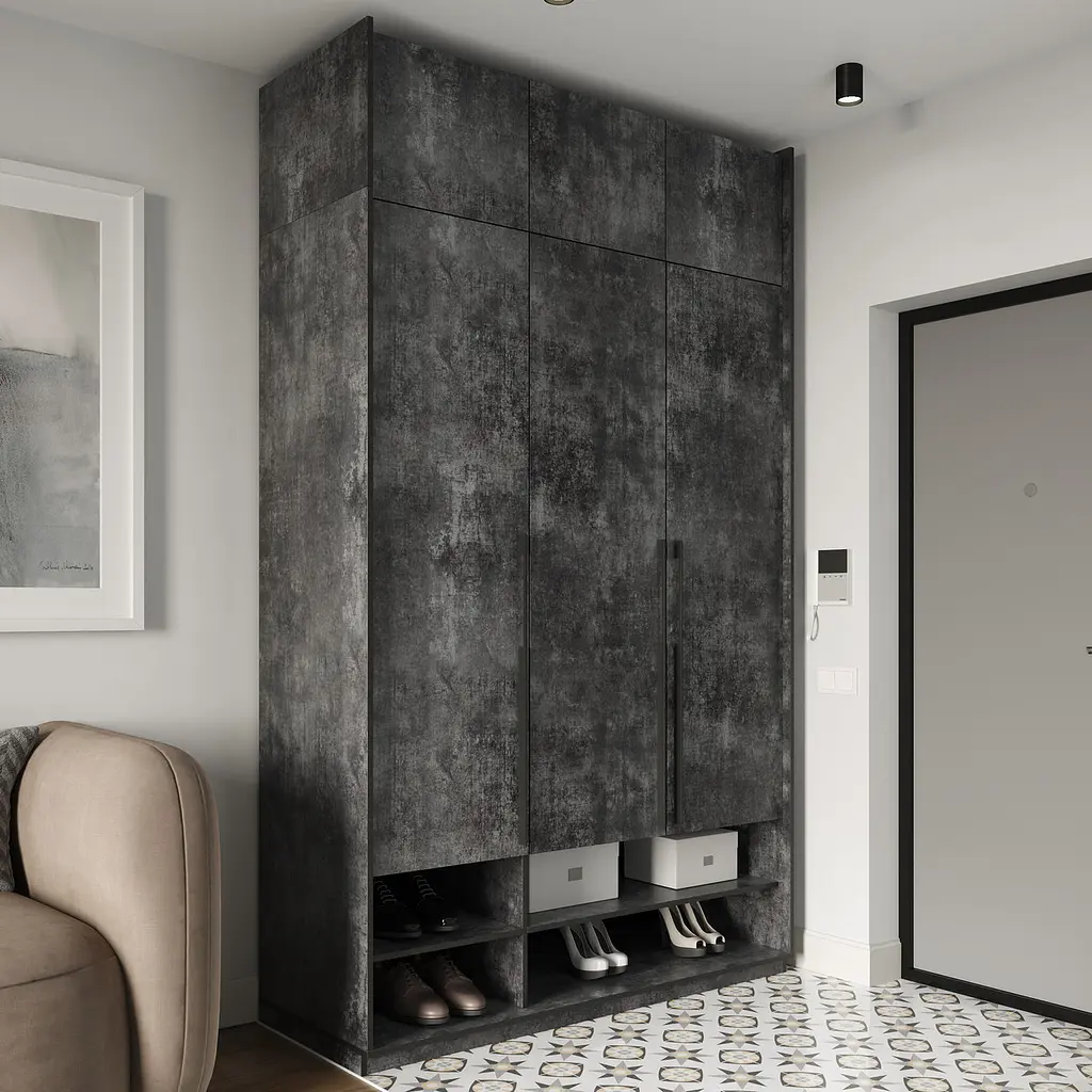 Шафа для одягу Flamecame з поличками на 3 двері у передпокій FR-05 Бетон Темний - фото 3