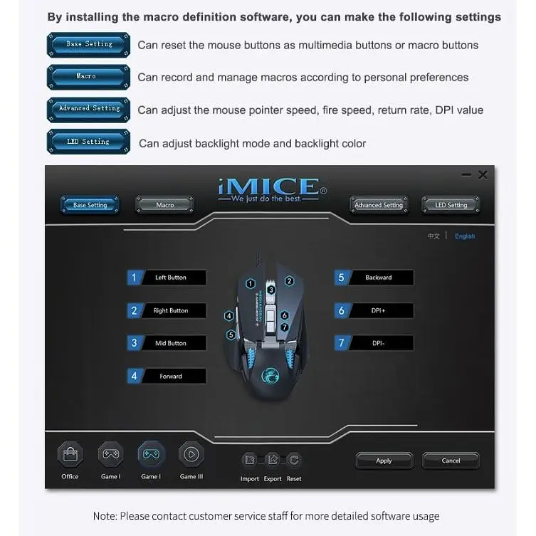 Ігрова миша iMICE T96 7 кнопок, 7200 DPI, Led Lighting - фото 4