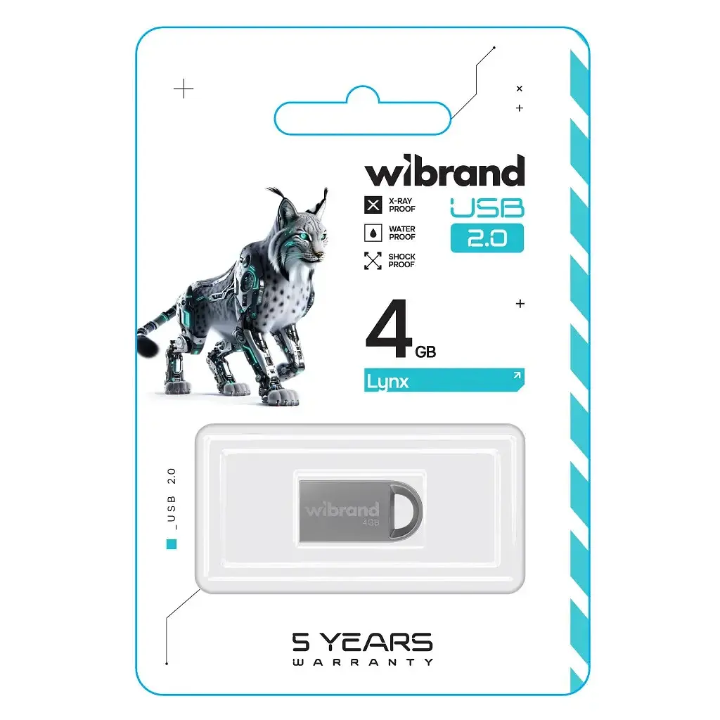 USB флеш накопитель Wibrand 4GB lynx Silver USB 2.0 (WI2.0/LY4M2S) - фото 2