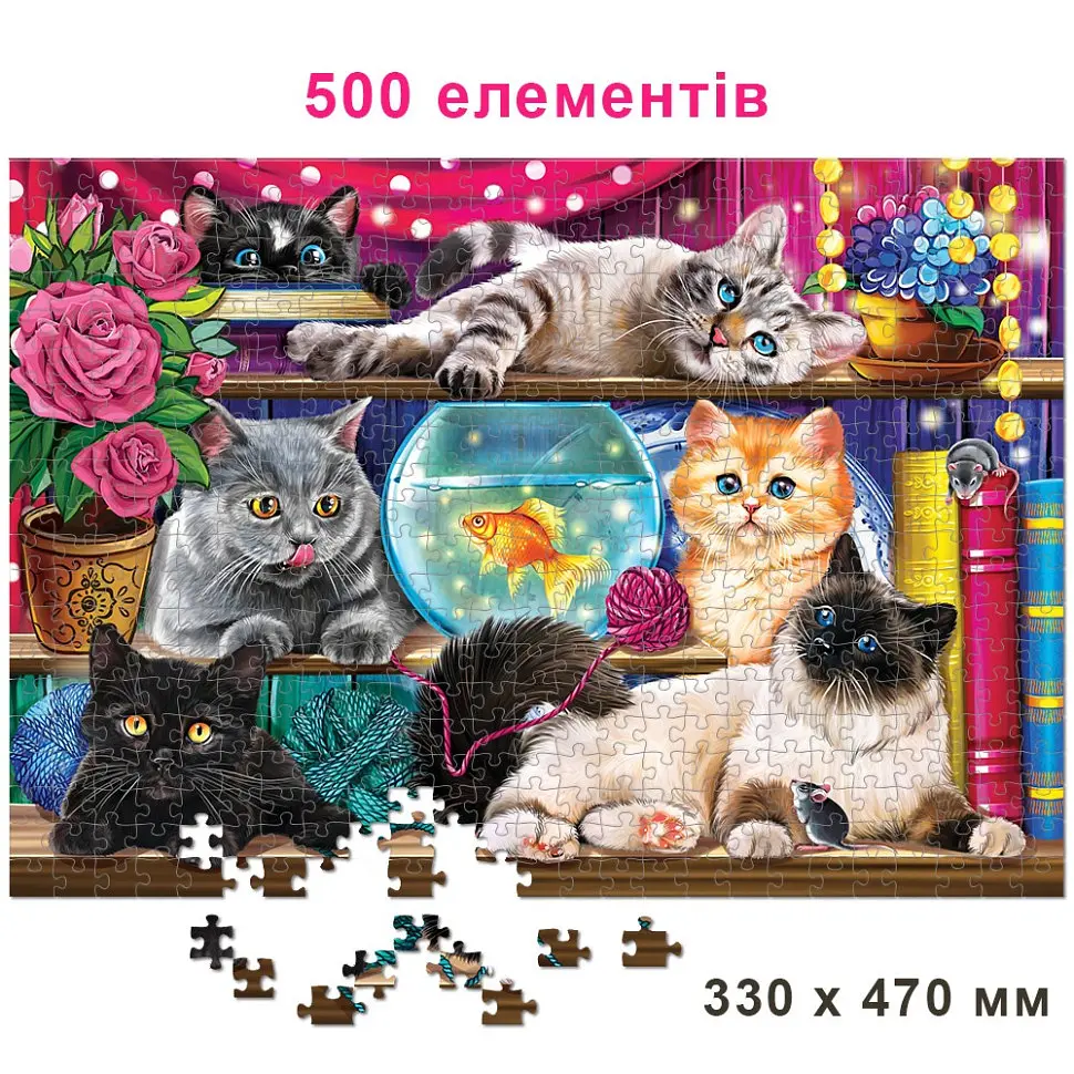 Дитячий пазл Котики на полиці 84849, 500 елементів - фото 2